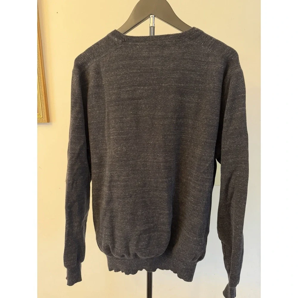 POLO RALPH LAUREN Sweater Mens Large Gray/Black Heather Crew Neck 100% Cotton